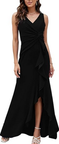 Dresses for Women Elegant Evening Party Prom Dress Long Sexy V Neck Sleeveless Split Wrap